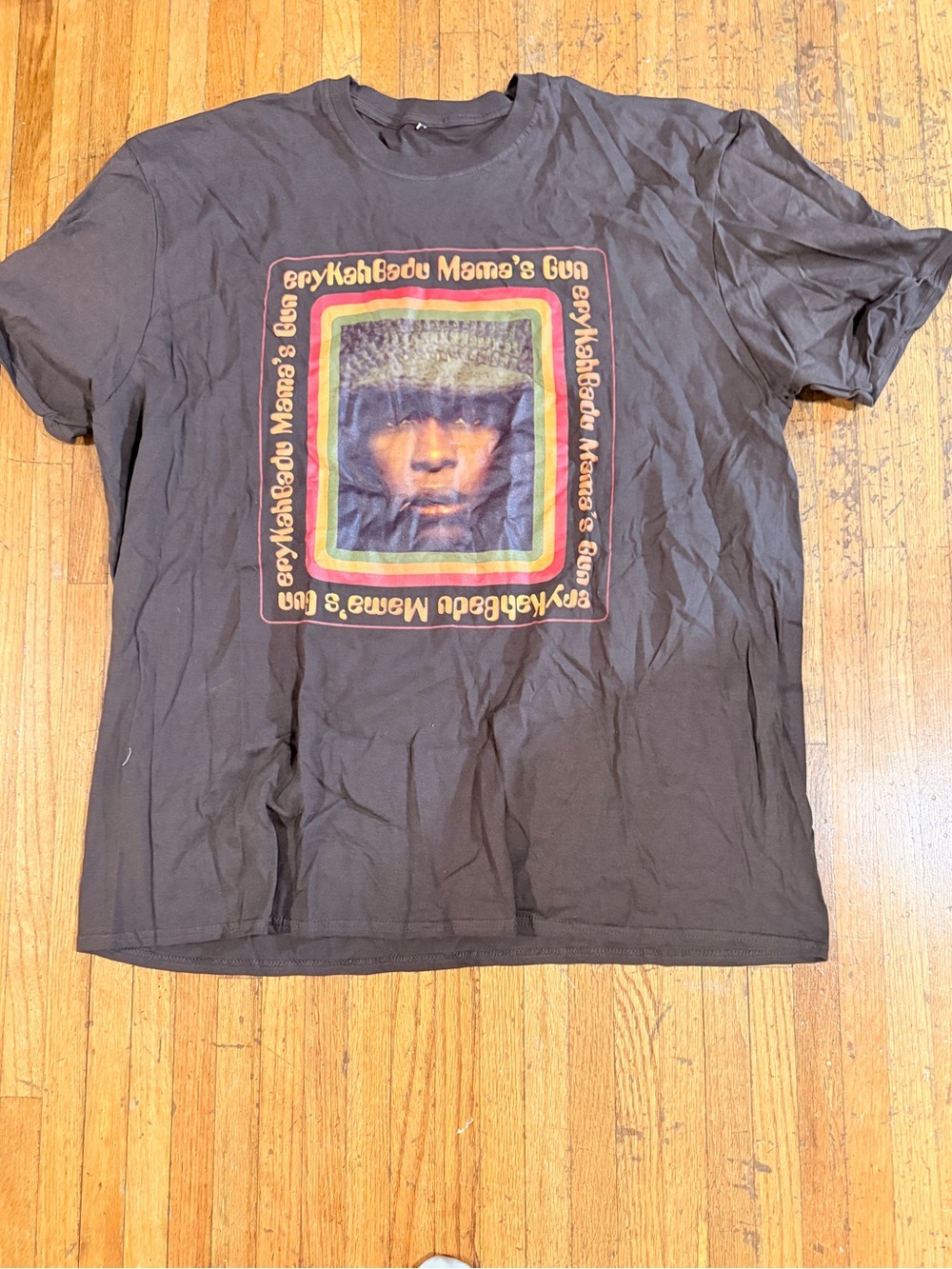 Graphic Black T-Shirt with Colorful Center Portrait of Erykah Badu